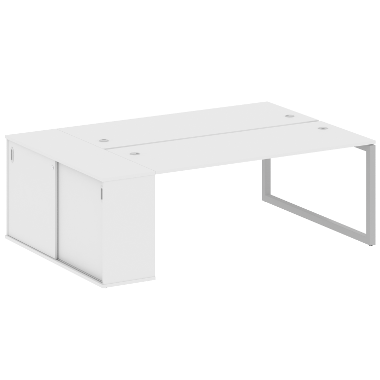 Metal System Quattro Рабочая станция с шкафом-купе на О-образном м/к 50БО.РС-СШК-1.5 Т Белый/Металл