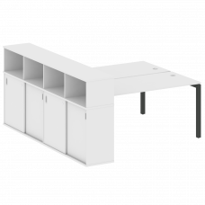 Metal System Quattro Рабочая станция с шкафом-купе на П-образном м/к 50БП.РС-СШК-4.4 Т Белый/Металл