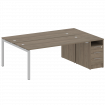 Metal System Quattro Рабочая станция с тумбой на П-образном м/к 50БП.РС-СТП-2.5 Вяз Благородный/Мета