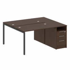 Metal System Quattro Рабочая станция с тумбой на П-образном м/к 40БП.РС-СТП-2.2 Венге Цаво/Металл Ан