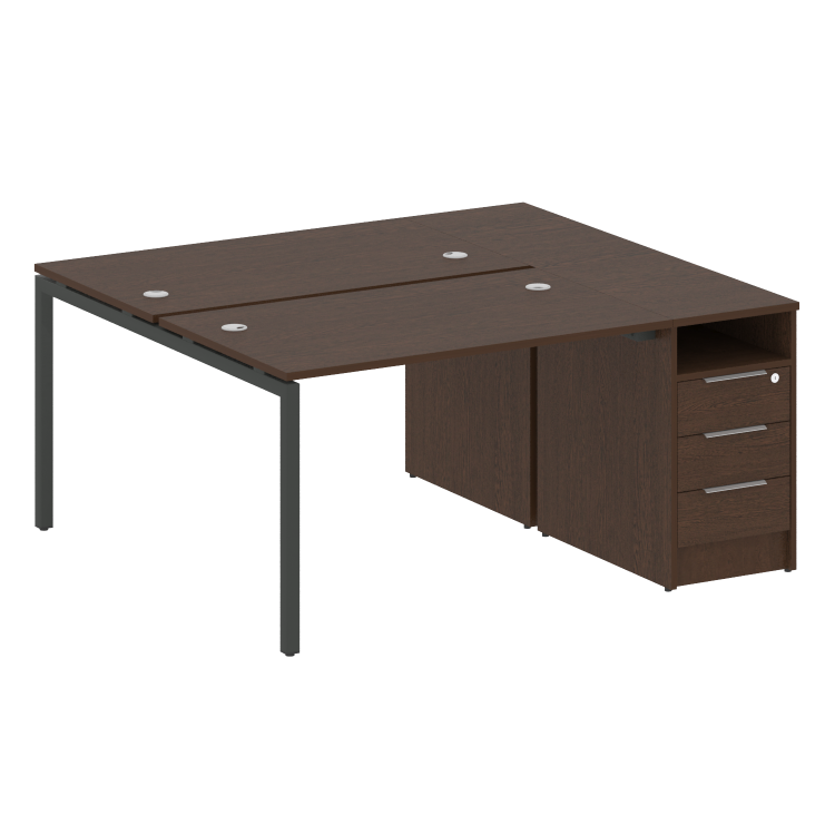 Metal System Quattro Рабочая станция с тумбой на П-образном м/к 40БП.РС-СТП-2.2 Венге Цаво/Металл Ан