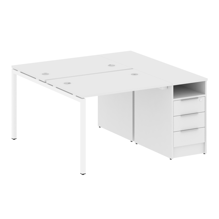 Metal System Quattro Рабочая станция с тумбой на П-образном м/к 40БП.РС-СТП-2.1 Белый/Металл Белый 1