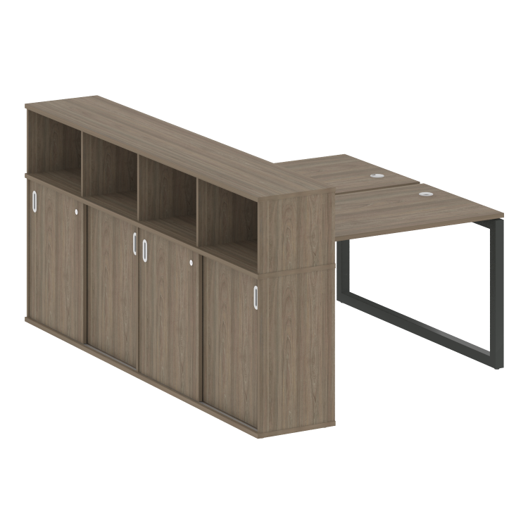 Metal System Quattro Рабочая станция с шкафом-купе на О-образном м/к 50БО.РС-СШК-4.2 Т Вяз Благородн