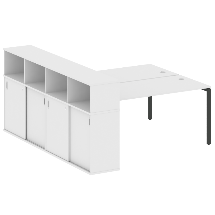 Metal System Quattro Рабочая станция с шкафом-купе на П-образном м/к 40БП.РС-СШК-4.4 Т Белый/Металл