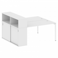 Metal System Quattro Рабочая станция с шкафом-купе на П-образном м/к 40БП.РС-СШК-2.3 Т Белый/Металл