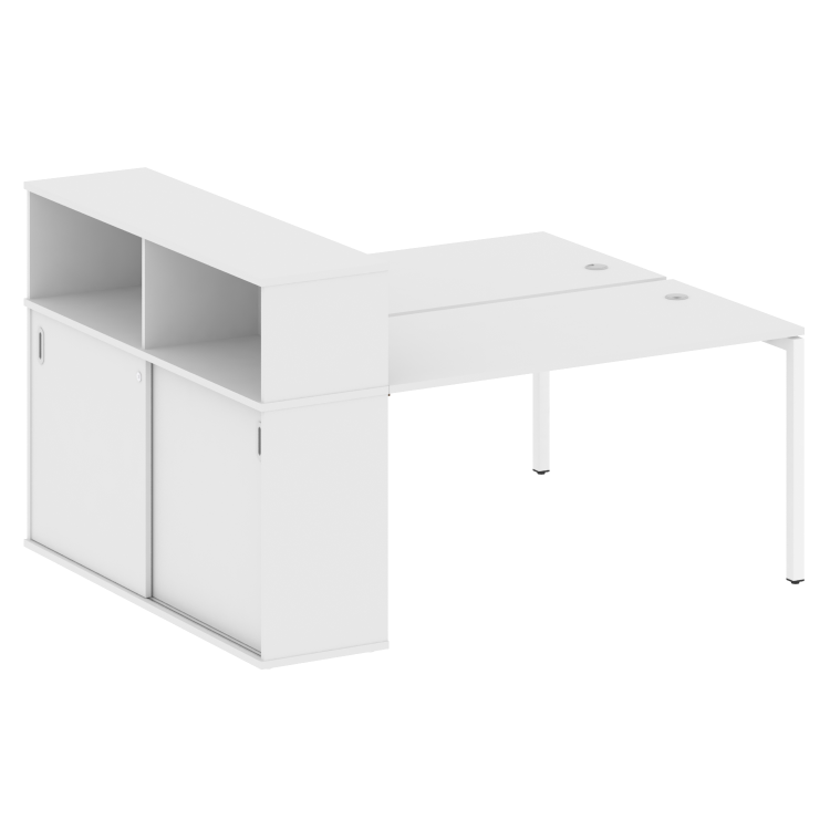 Metal System Quattro Рабочая станция с шкафом-купе на П-образном м/к 40БП.РС-СШК-2.3 Т Белый/Металл