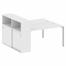 Metal System Quattro Рабочая станция с шкафом-купе на П-образном м/к 40БП.РС-СШК-2.3 Т Белый/Металл