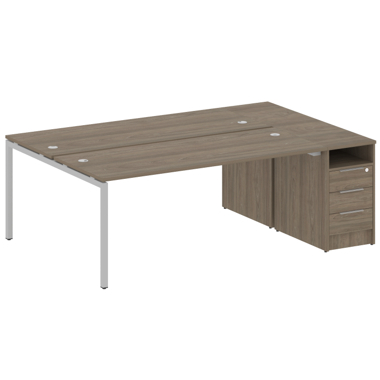 Metal System Quattro Рабочая станция с тумбой на П-образном м/к 40БП.РС-СТП-2.5 Вяз Благородный/Мета