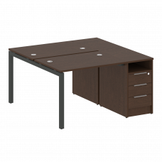 Metal System Quattro Рабочая станция с тумбой на П-образном м/к 50БП.РС-СТП-2.1 Венге Цаво/Металл Ан