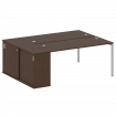 Metal System Quattro Рабочая станция с шкафом-купе на П-образном м/к 40БП.РС-СШК-1.4 Т Венге Цаво/Ме