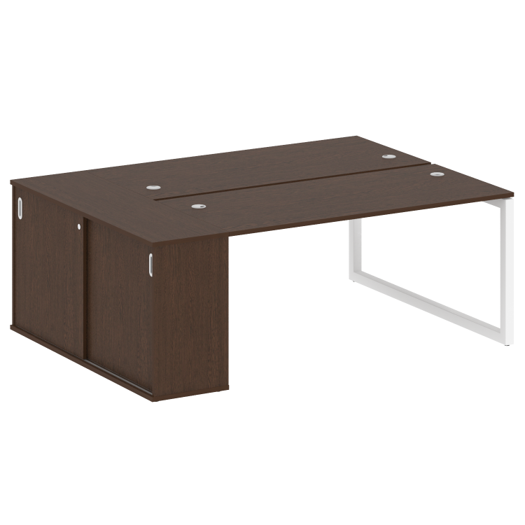 Metal System Quattro Рабочая станция с шкафом-купе на О-образном м/к 50БО.РС-СШК-1.4 Т Венге Цаво/Ме