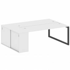 Metal System Quattro Рабочая станция с шкафом-купе на О-образном м/к 50БО.РС-СШК-1.5 Т Белый/Металл