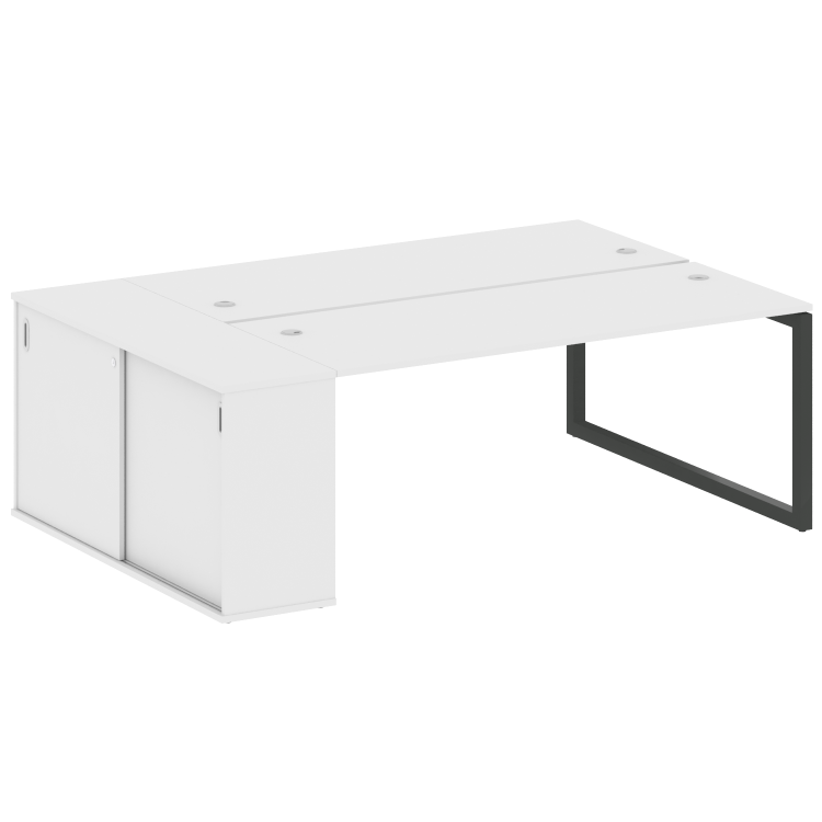 Metal System Quattro Рабочая станция с шкафом-купе на О-образном м/к 50БО.РС-СШК-1.5 Т Белый/Металл