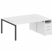 Metal System Quattro Рабочая станция с тумбой на П-образном м/к 50БП.РС-СТП-2.4 Белый/Металл Антраци