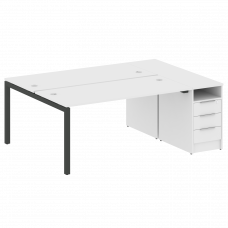 Metal System Quattro Рабочая станция с тумбой на П-образном м/к 50БП.РС-СТП-2.4 Белый/Металл Антраци