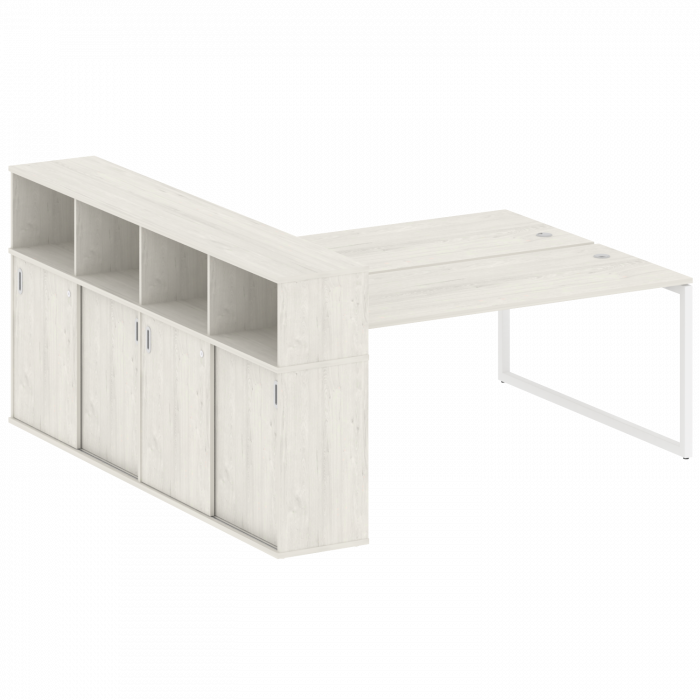 Metal System Quattro Рабочая станция с шкафом-купе на О-образном м/к 40БО.РС-СШК-4.5 Т Дуб Наварра/М