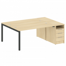 Metal System Quattro Рабочая станция с тумбой на П-образном м/к 50БП.РС-СТП-2.4 Акация Лорка/Металл