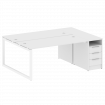 Metal System Quattro Рабочая станция с тумбой на О-образном м/к 50БО.РС-СТП-2.4 Белый/Металл Белый 2