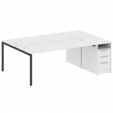 Metal System Quattro Рабочая станция с тумбой на П-образном м/к 40БП.РС-СТП-2.5 Белый/Металл Антраци