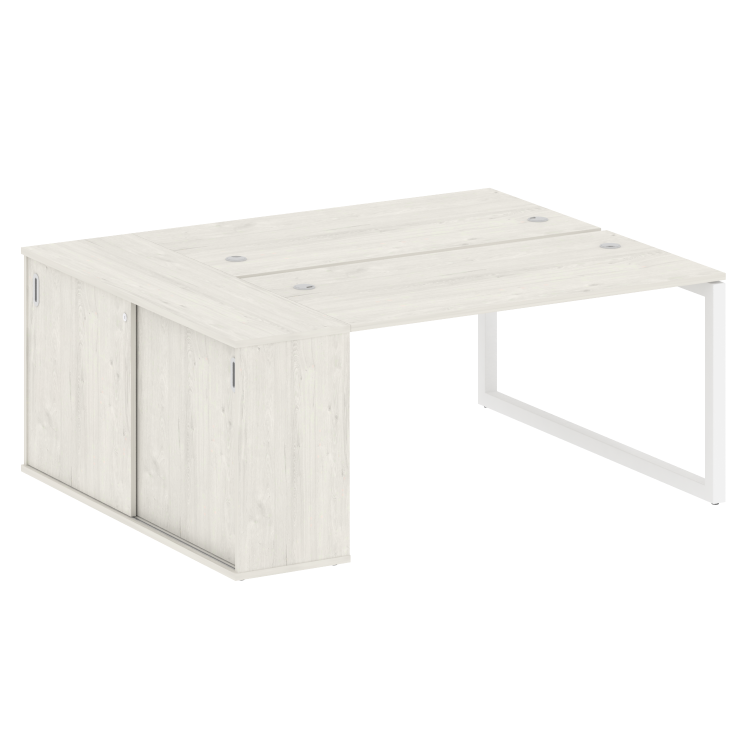 Metal System Quattro Рабочая станция с шкафом-купе на О-образном м/к 50БО.РС-СШК-1.3 Т Дуб Наварра/М