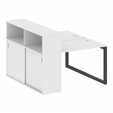 Metal System Quattro Рабочая станция с шкафом-купе на О-образном м/к 50БО.РС-СШК-2.1 Т Белый/Металл