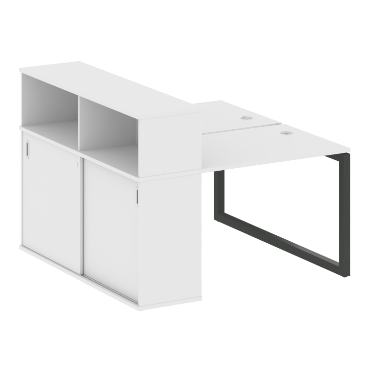 Metal System Quattro Рабочая станция с шкафом-купе на О-образном м/к 50БО.РС-СШК-2.1 Т Белый/Металл