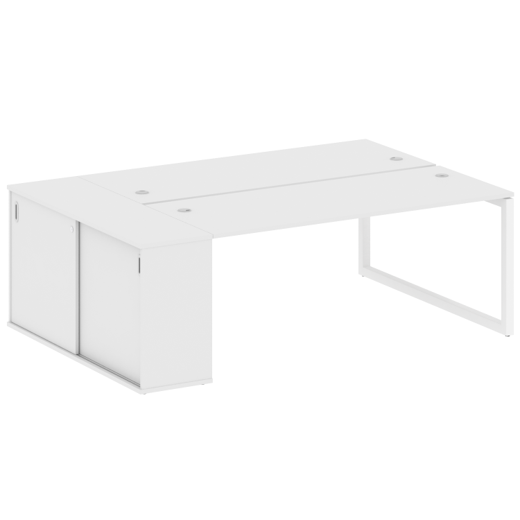 Metal System Quattro Рабочая станция с шкафом-купе на О-образном м/к 50БО.РС-СШК-1.5 Т Белый/Металл