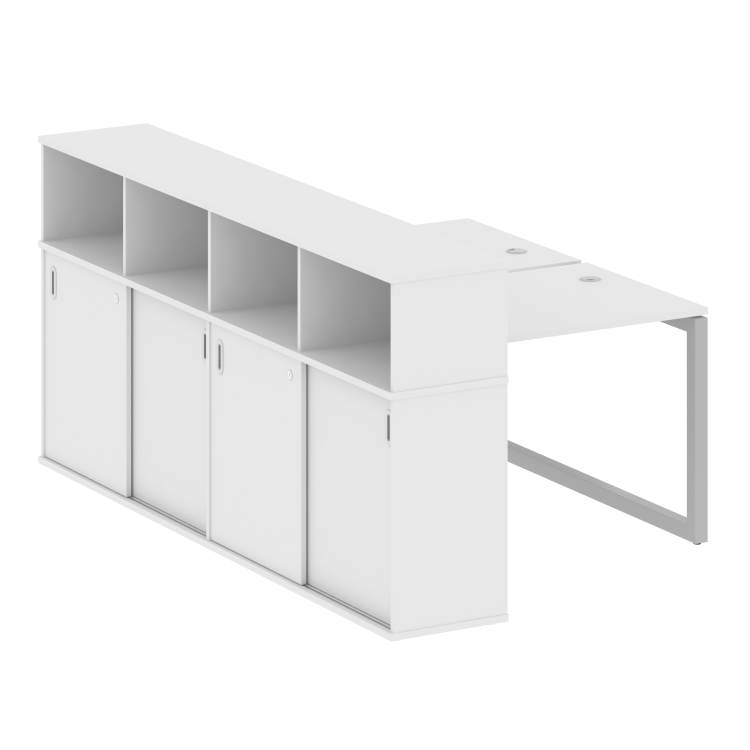 Metal System Quattro Рабочая станция с шкафом-купе на О-образном м/к 50БО.РС-СШК-4.1 Т Белый/Металл