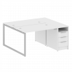 Metal System Quattro Рабочая станция с тумбой на О-образном м/к 40БО.РС-СТП-2.2 Белый/Металл Серый 1