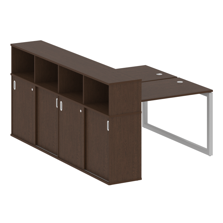 Metal System Quattro Рабочая станция с шкафом-купе на О-образном м/к 50БО.РС-СШК-4.2 Т Венге Цаво/Ме