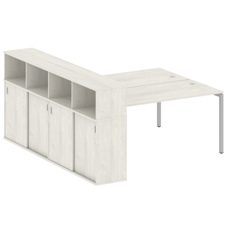 Metal System Quattro Рабочая станция с шкафом-купе на П-образном м/к 40БП.РС-СШК-4.4 Т Дуб Наварра/М