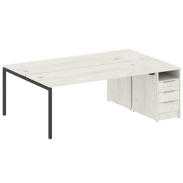 Metal System Quattro Рабочая станция с тумбой на П-образном м/к 40БП.РС-СТП-2.5 Дуб Наварра/Металл А