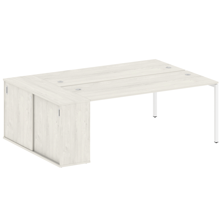 Metal System Quattro Рабочая станция с шкафом-купе на П-образном м/к 40БП.РС-СШК-1.5 Т Дуб Наварра/М