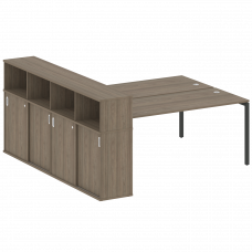 Metal System Quattro Рабочая станция с шкафом-купе на П-образном м/к 40БП.РС-СШК-4.5 Т Вяз Благородн