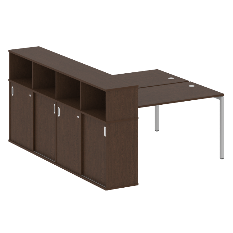 Metal System Quattro Рабочая станция с шкафом-купе на П-образном м/к 40БП.РС-СШК-4.3 Т Венге Цаво/Ме