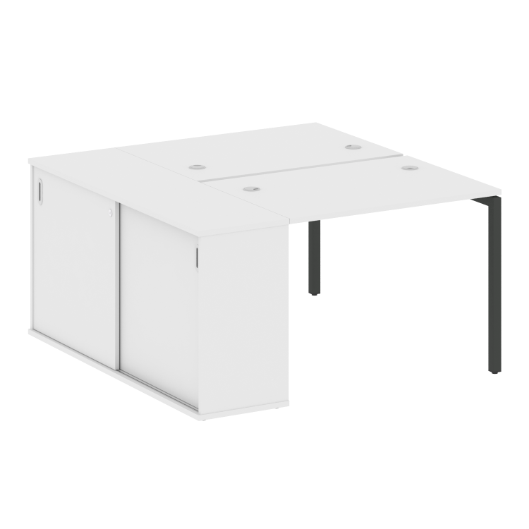 Metal System Quattro Рабочая станция с шкафом-купе на П-образном м/к 40БП.РС-СШК-1.1 Т Белый/Металл