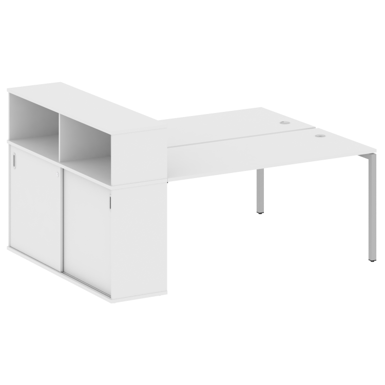 Metal System Quattro Рабочая станция с шкафом-купе на П-образном м/к 40БП.РС-СШК-2.4 Т Белый/Металл