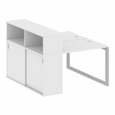 Metal System Quattro Рабочая станция с шкафом-купе на О-образном м/к 50БО.РС-СШК-2.1 Т Белый/Металл