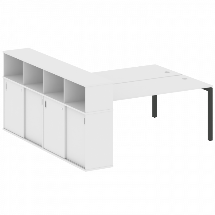Metal System Quattro Рабочая станция с шкафом-купе на П-образном м/к 50БП.РС-СШК-4.5 Т Белый/Металл