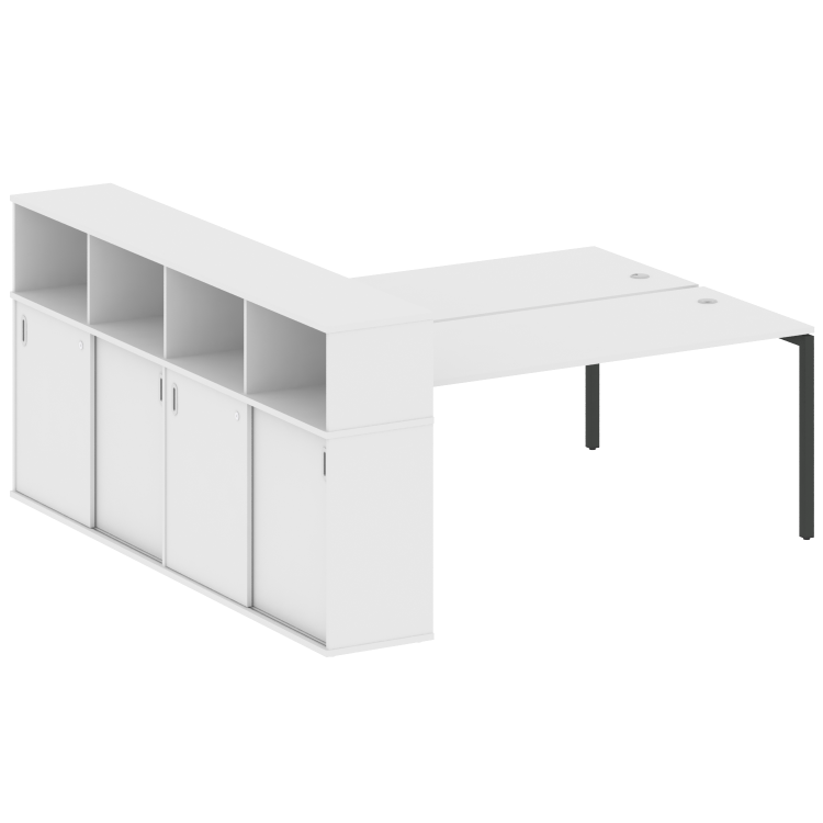 Metal System Quattro Рабочая станция с шкафом-купе на П-образном м/к 40БП.РС-СШК-4.5 Т Белый/Металл