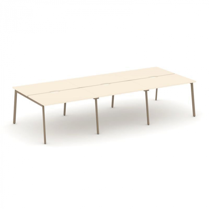 Estetica Рабочая станция 6 мест ES.D.RS-6.2-VP Сатин/Металл Латте 3540*1500*750