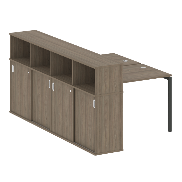 Metal System Quattro Рабочая станция с шкафом-купе на П-образном м/к 40БП.РС-СШК-4.1 Т Вяз Благородн