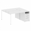 Metal System Quattro Рабочая станция с тумбой на П-образном м/к 40БП.РС-СТП-2.2 Белый/Металл Белый 1