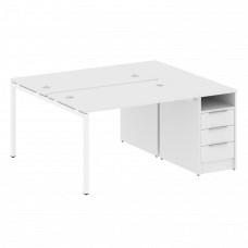 Metal System Quattro Рабочая станция с тумбой на П-образном м/к 40БП.РС-СТП-2.2 Белый/Металл Белый 1