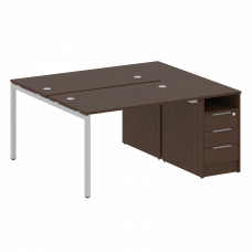 Metal System Quattro Рабочая станция с тумбой на П-образном м/к 40БП.РС-СТП-2.2 Венге Цаво/Металл Се