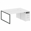 Metal System Quattro Рабочая станция с тумбой на О-образном м/к 40БО.РС-СТП-2.3 Белый/Металл Антраци