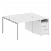 Metal System Quattro Рабочая станция с тумбой на П-образном м/к 50БП.РС-СТП-2.2 Белый/Металл Серый 1