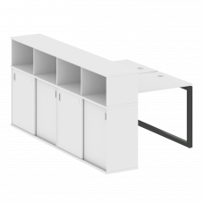 Metal System Quattro Рабочая станция с шкафом-купе на О-образном м/к 50БО.РС-СШК-4.1 Т Белый/Металл