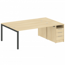 Metal System Quattro Рабочая станция с тумбой на П-образном м/к 50БП.РС-СТП-2.5 Акация Лорка/Металл