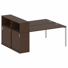 Metal System Quattro Рабочая станция с шкафом-купе на П-образном м/к 40БП.РС-СШК-2.4 Т Венге Цаво/Ме